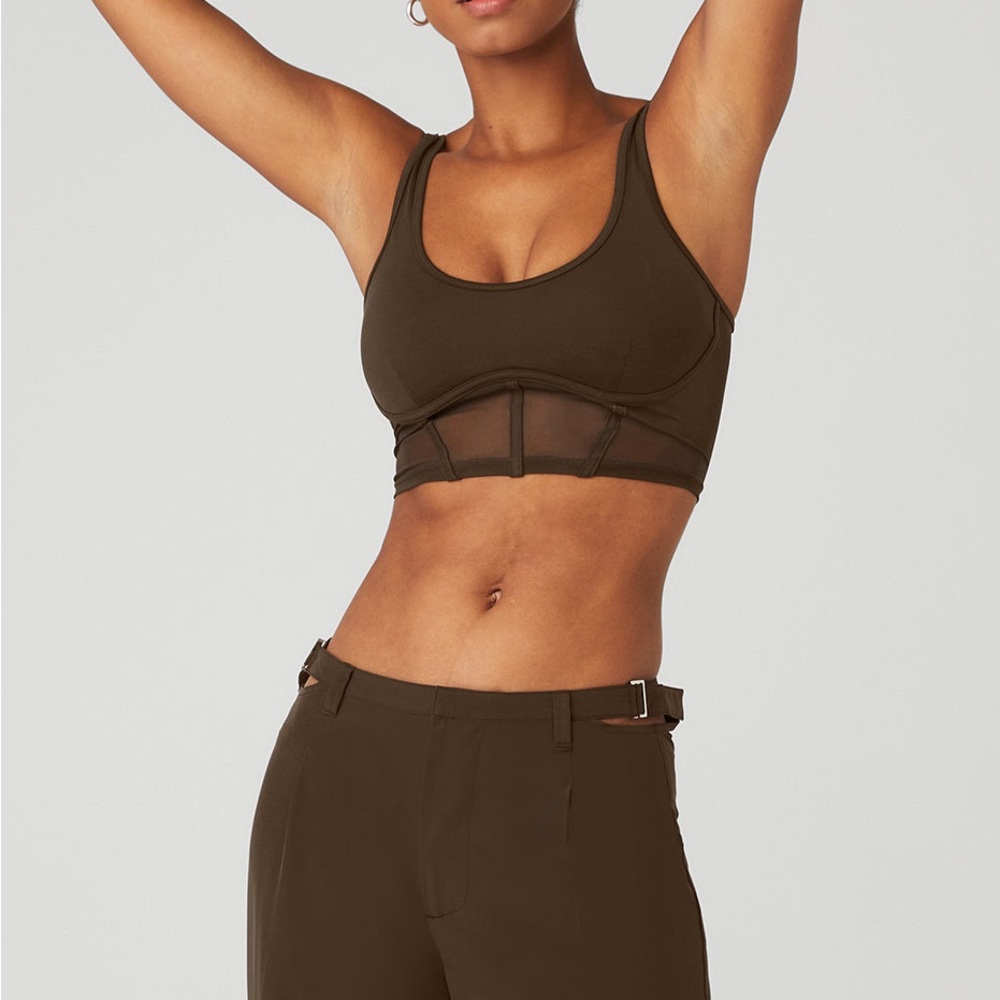 Alo Airbrush Mesh Corset Tank Espresso